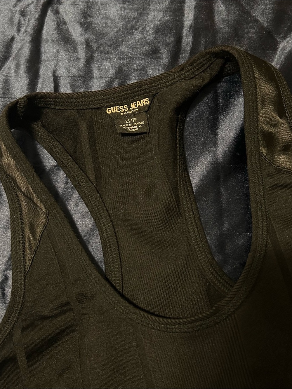 GUESS Black Ribbed Panel Tank - Picture 2 of 5